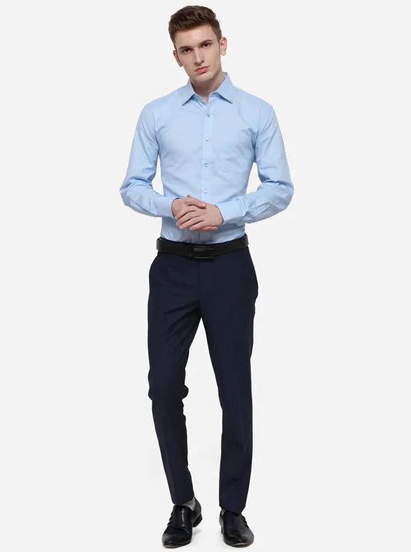 Dark Blue Solid Super Slim Fit Formal Trouser | JadeBlue