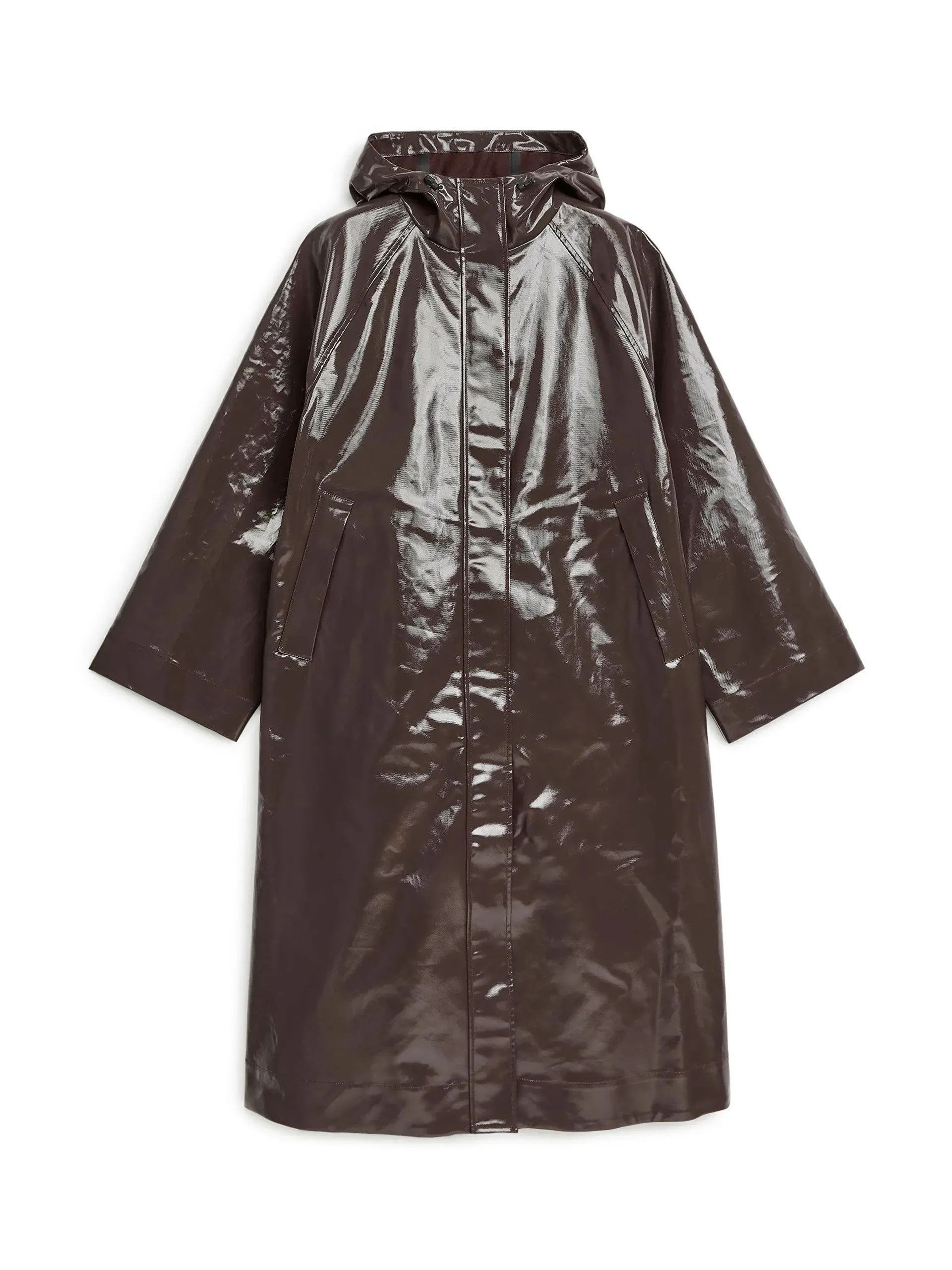 Dark brown coated canvas coat