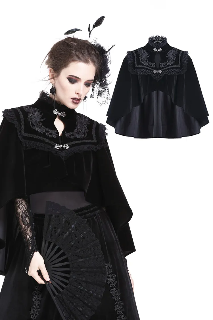 DARK IN LOVE Elegant gothic pattern collar velvet cape BW050