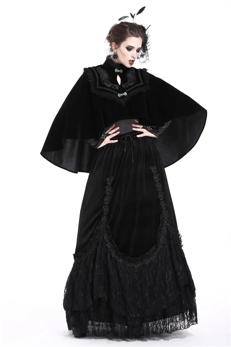 DARK IN LOVE Elegant gothic pattern collar velvet cape BW050