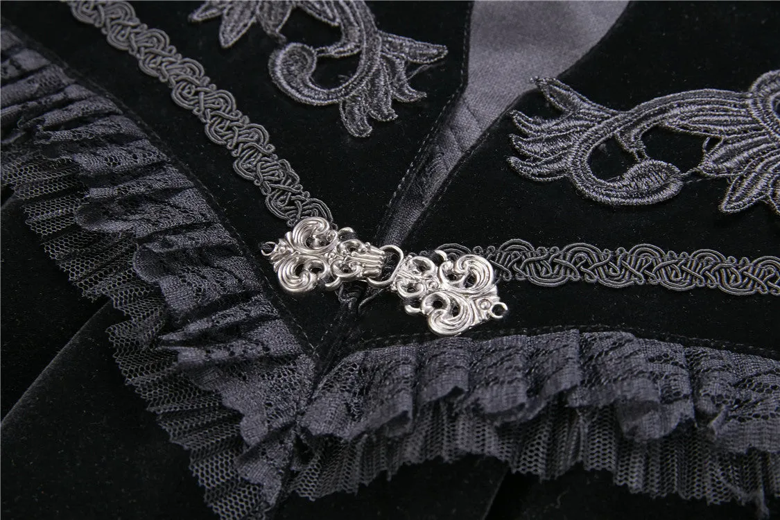 DARK IN LOVE Elegant gothic pattern collar velvet cape BW050