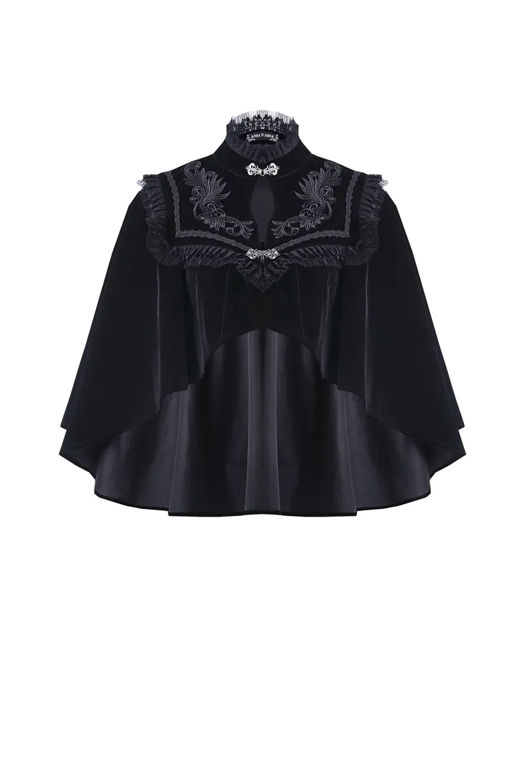 DARK IN LOVE Elegant gothic pattern collar velvet cape BW050