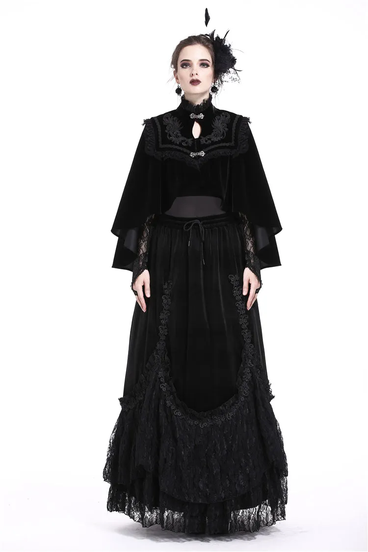 DARK IN LOVE Elegant gothic pattern collar velvet cape BW050