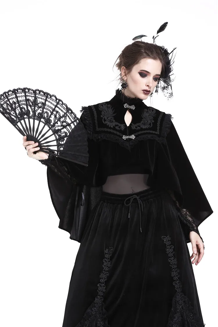 DARK IN LOVE Elegant gothic pattern collar velvet cape BW050