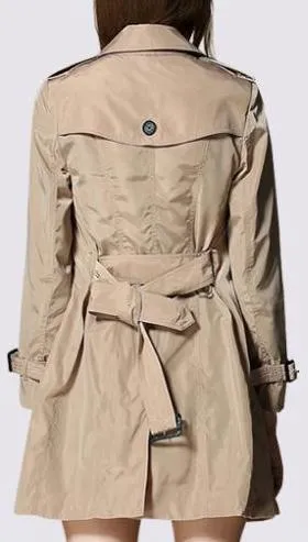 Double-Breasted Lightweight Trench Coat in Apricot