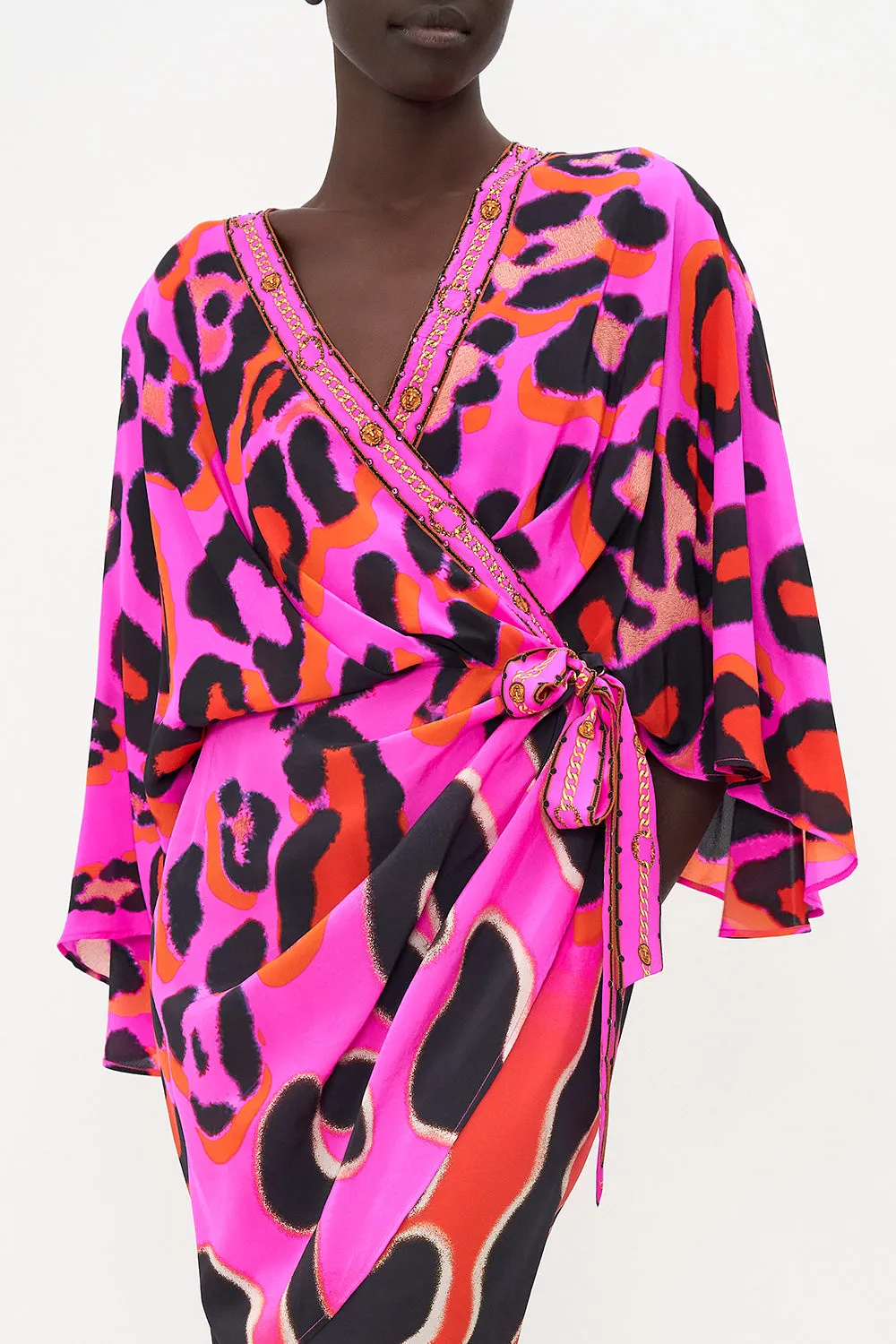 DRAPED FRONT WRAP DRESS ALWAYS CHANGE YOUR SPOTS