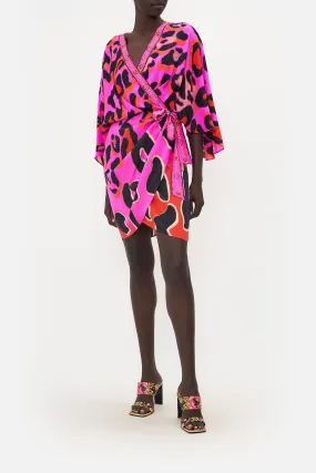 DRAPED FRONT WRAP DRESS ALWAYS CHANGE YOUR SPOTS