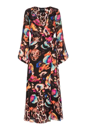 Electric Garden Wrap Dress