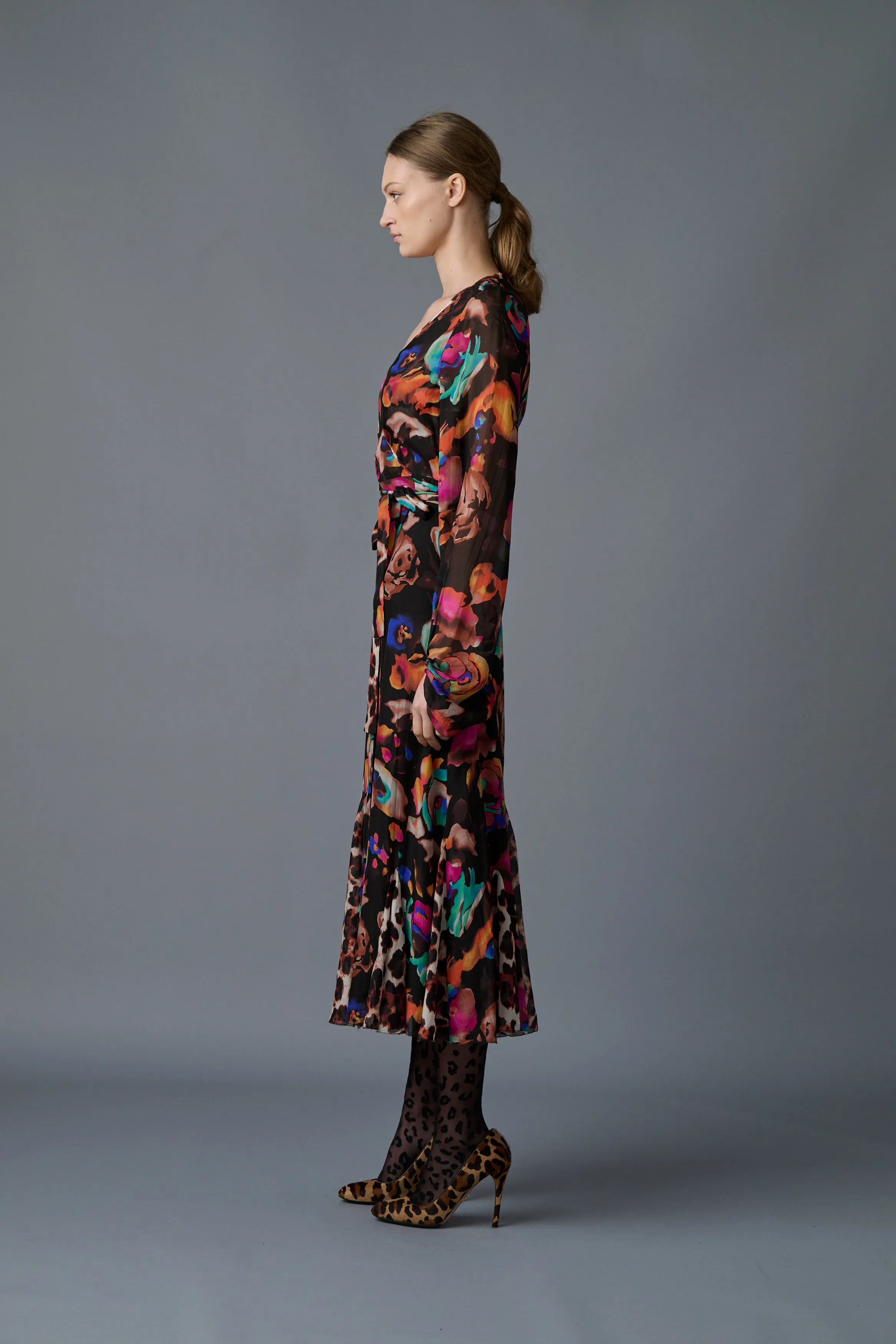 Electric Garden Wrap Dress