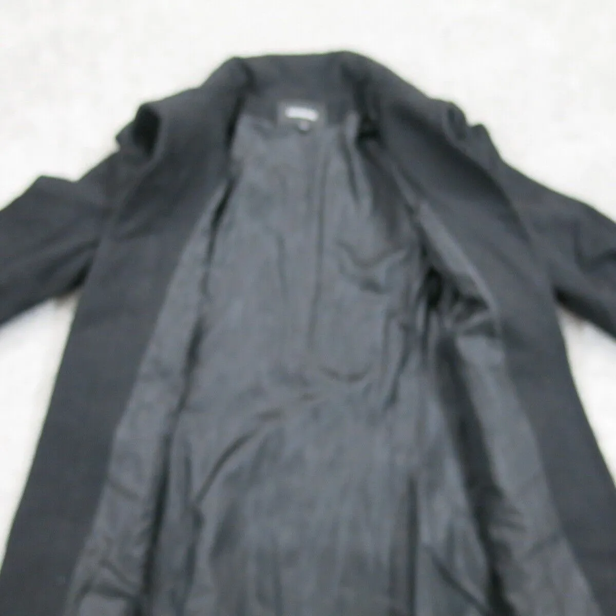 Express Womens Trench Coat Long Sleeves Two Pocket Front Button Black Size 7/8