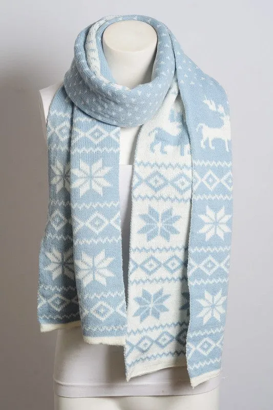 Fair Isle Snowflake Knit Scarf - Final Sale