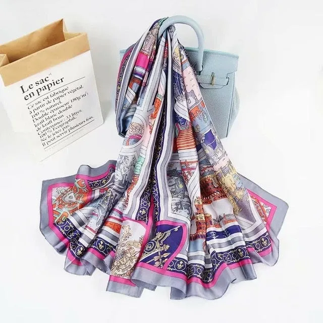 Fashion Silk Scarf Printed Bandana Shawl #LZ024