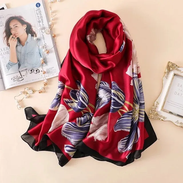 Fashion Silk Scarf Printed Bandana Shawl #LZ024