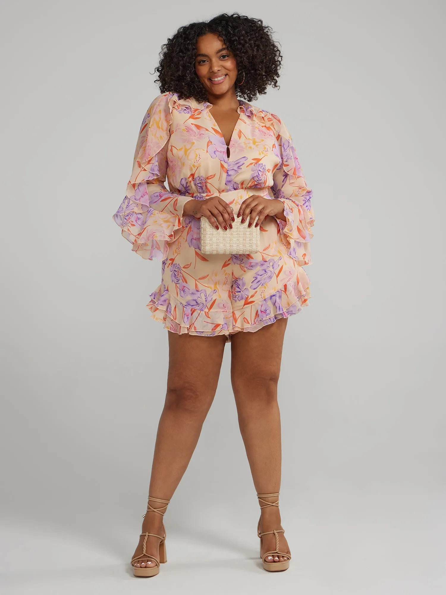 Fashion To Figure - Ruffle Detail Floral Romper