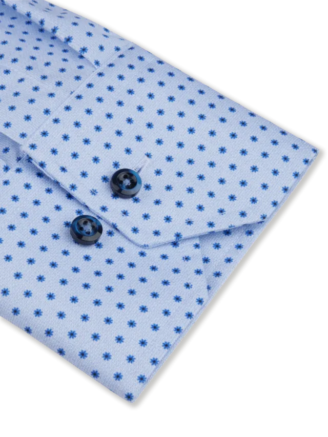 Fitted Body Blue Patterned Twill Shirt 612751 8706 111