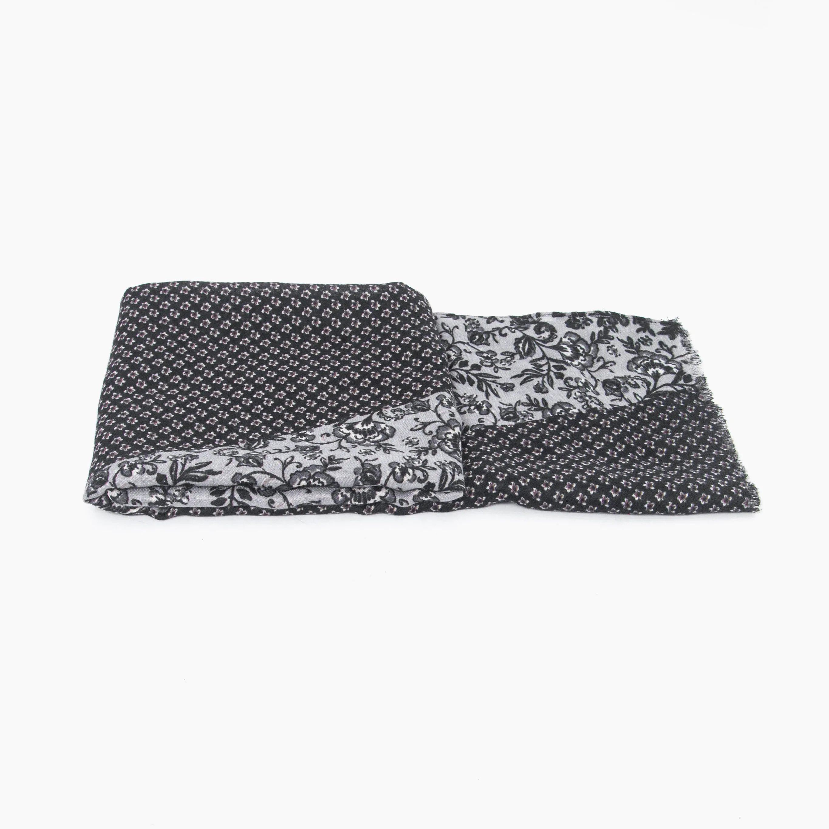 Flora Lightweight Scarf - Black, Indian Floral