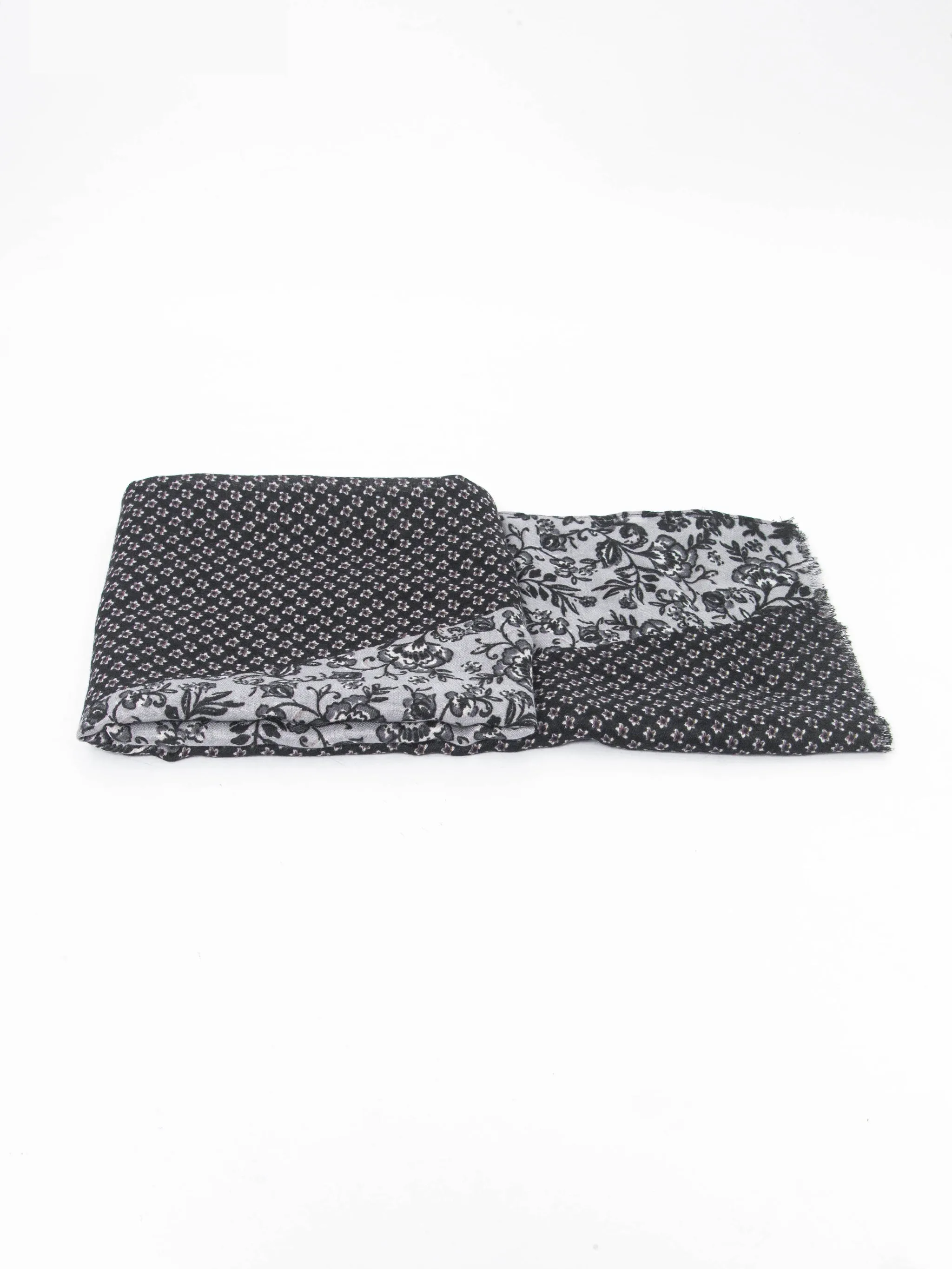 Flora Lightweight Scarf - Black, Indian Floral