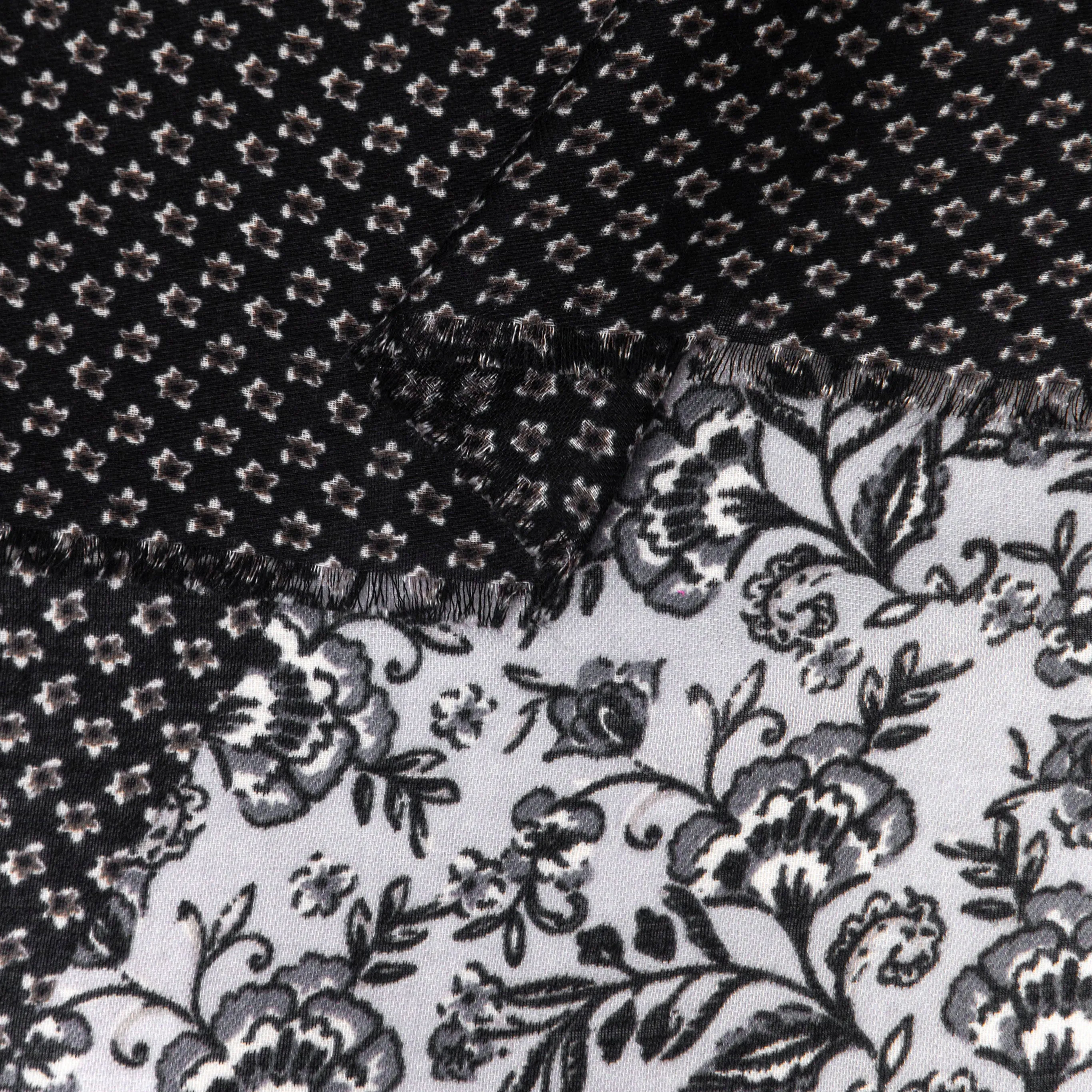 Flora Lightweight Scarf - Black, Indian Floral