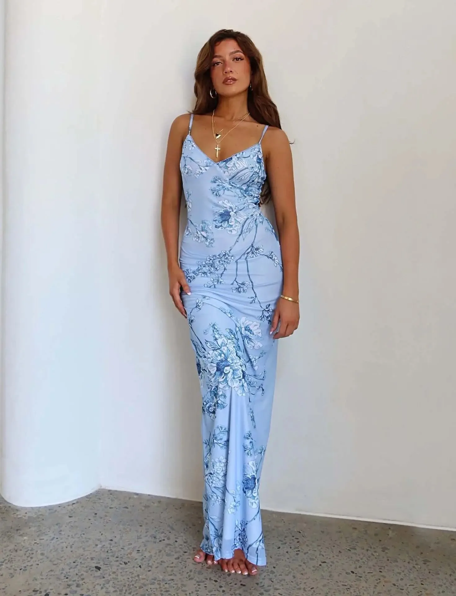 Floral Print Spaghetti Strap Maxi Dress