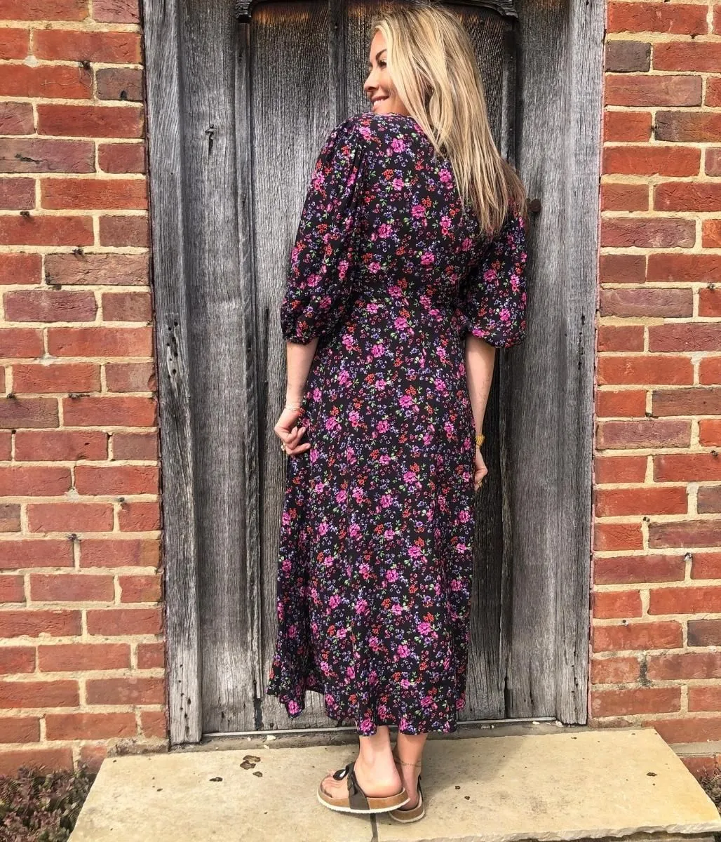 Floral Wrap Midi Dress