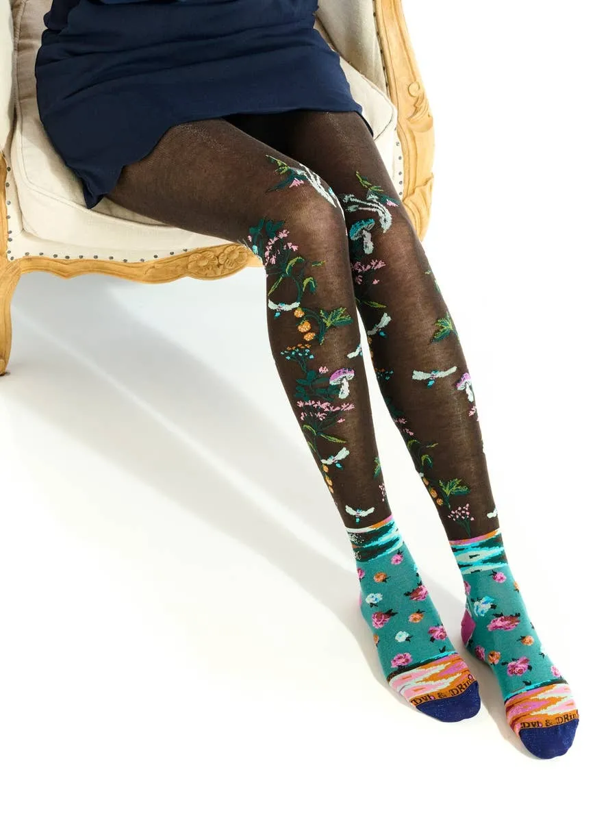 Forest Patterned Cotton Pantyhose