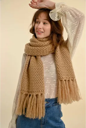 Fringed Scarf - Beige