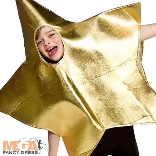 Girls Boys Gold Star Nativity Christmas Costume