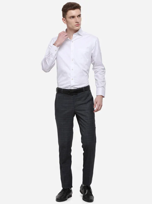 Grey Checked Slim Fit Formal Trouser | Metal