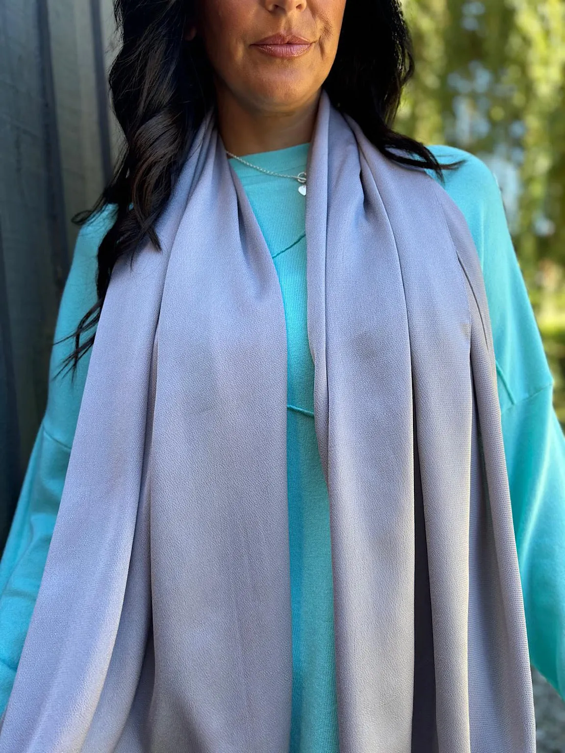 Grey Satin Blend Scarf