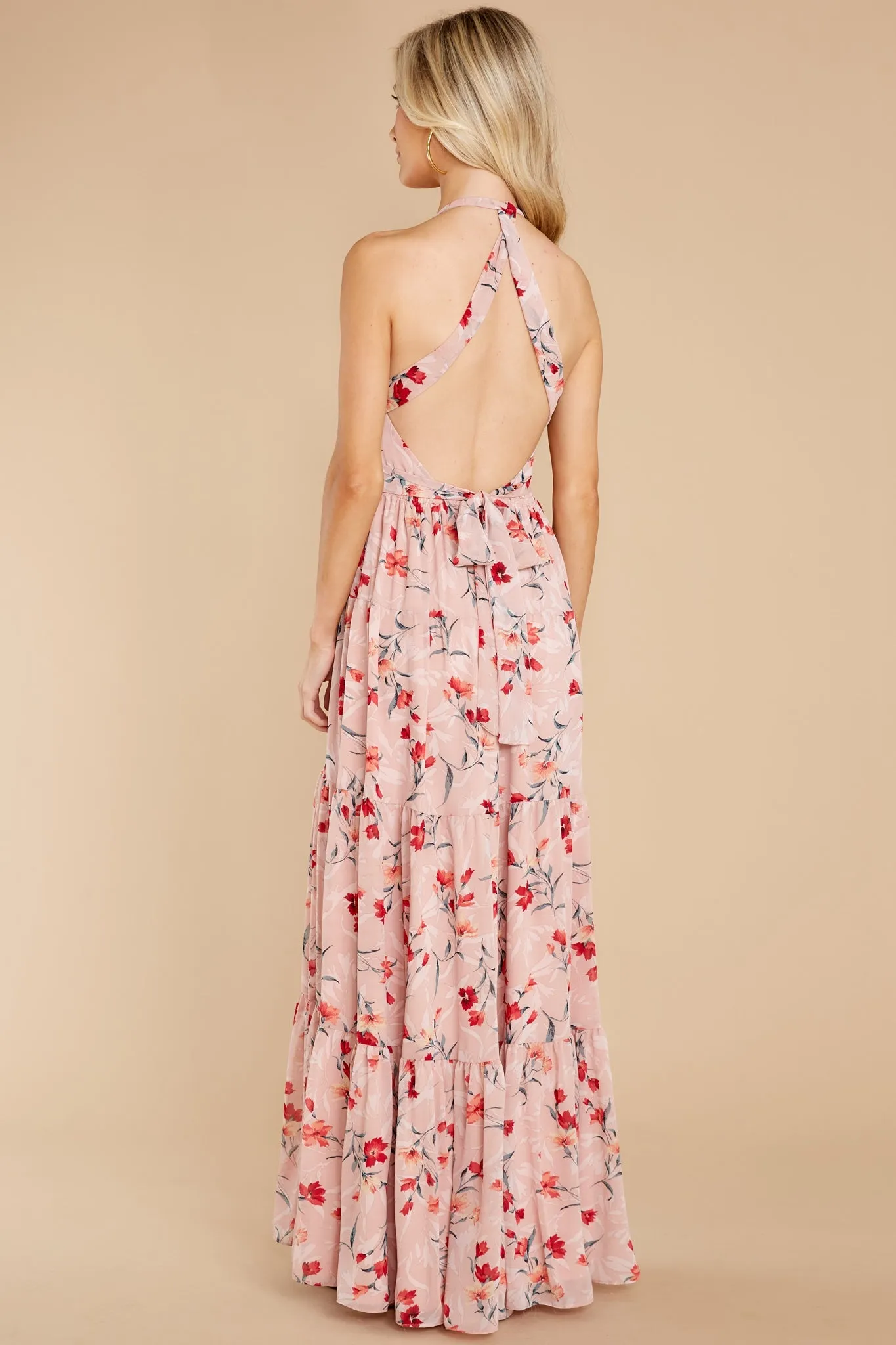 Heat Of The Moment Blush Floral Print Maxi Dress