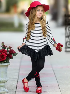 How Romantic Lace Trim Tunic And Legging Set