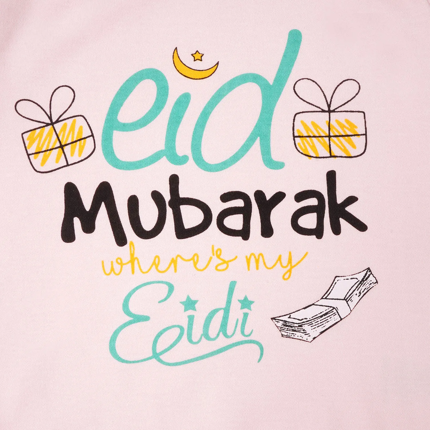 Infant Unisex Cotton Romper Eid Mubarak - Pink