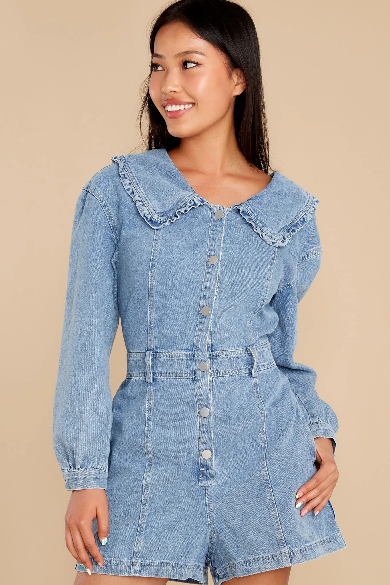 Instant Vacation Medium Wash Denim Romper