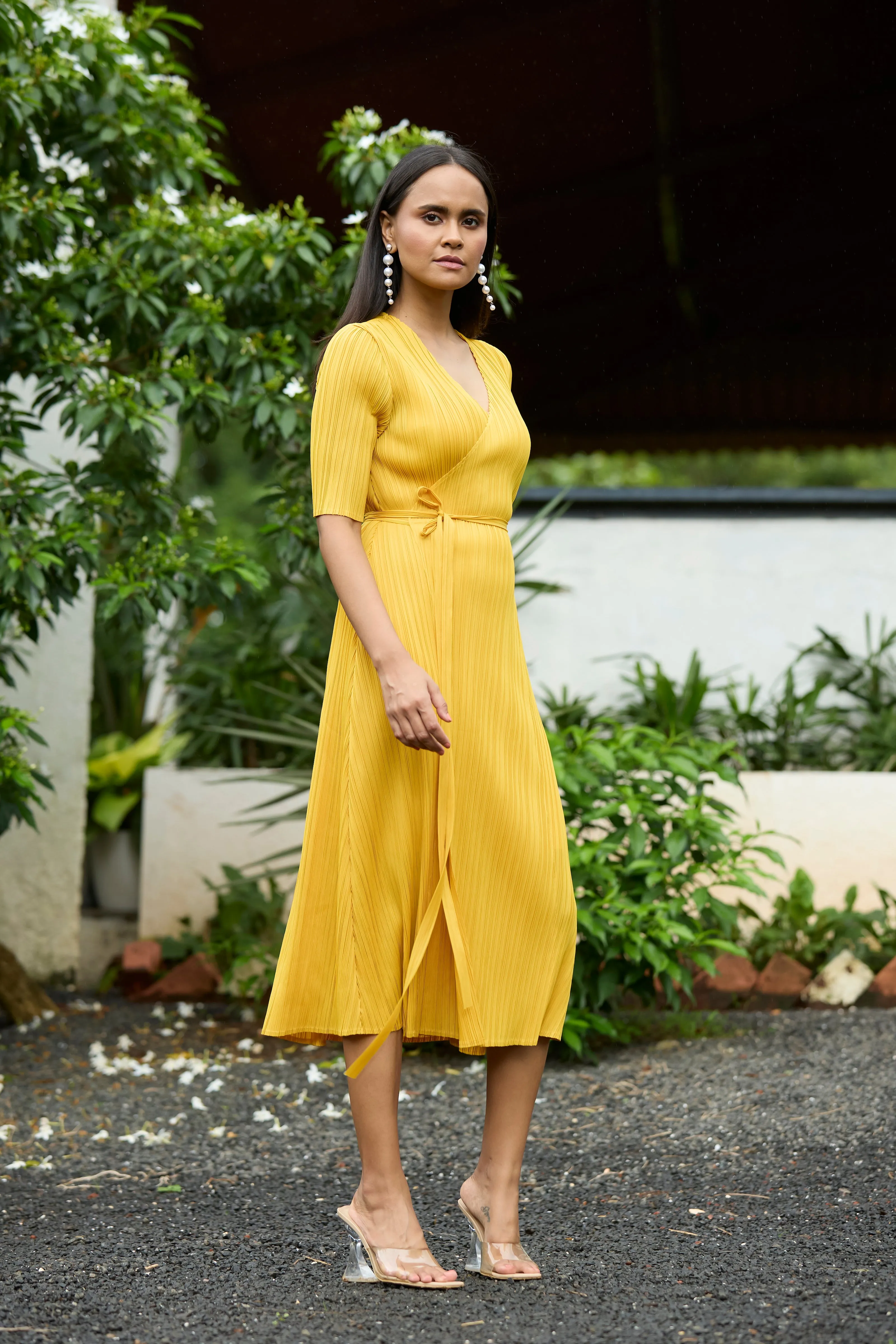 Isabella Wrap Dress - Yellow