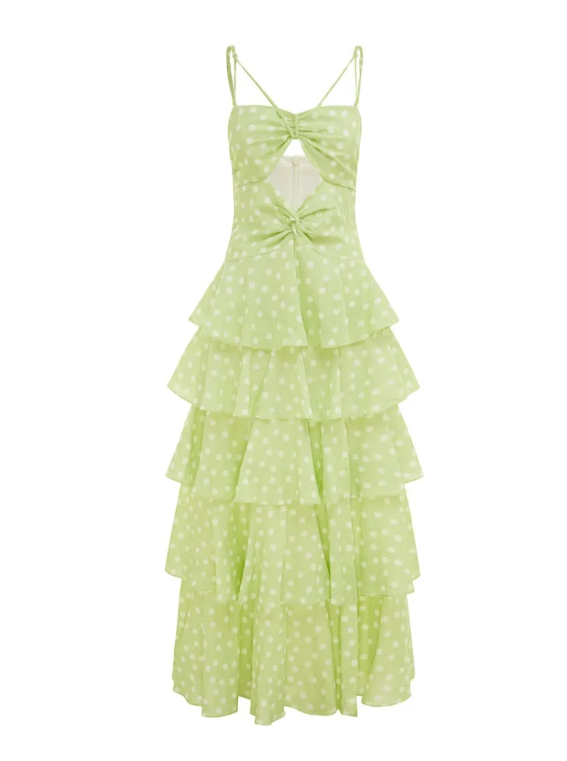 Issy Hope Floats Dress in Key Lime Dot