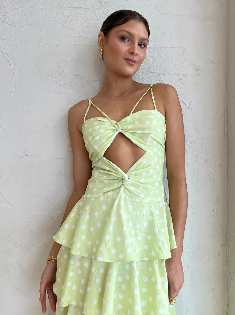 Issy Hope Floats Dress in Key Lime Dot