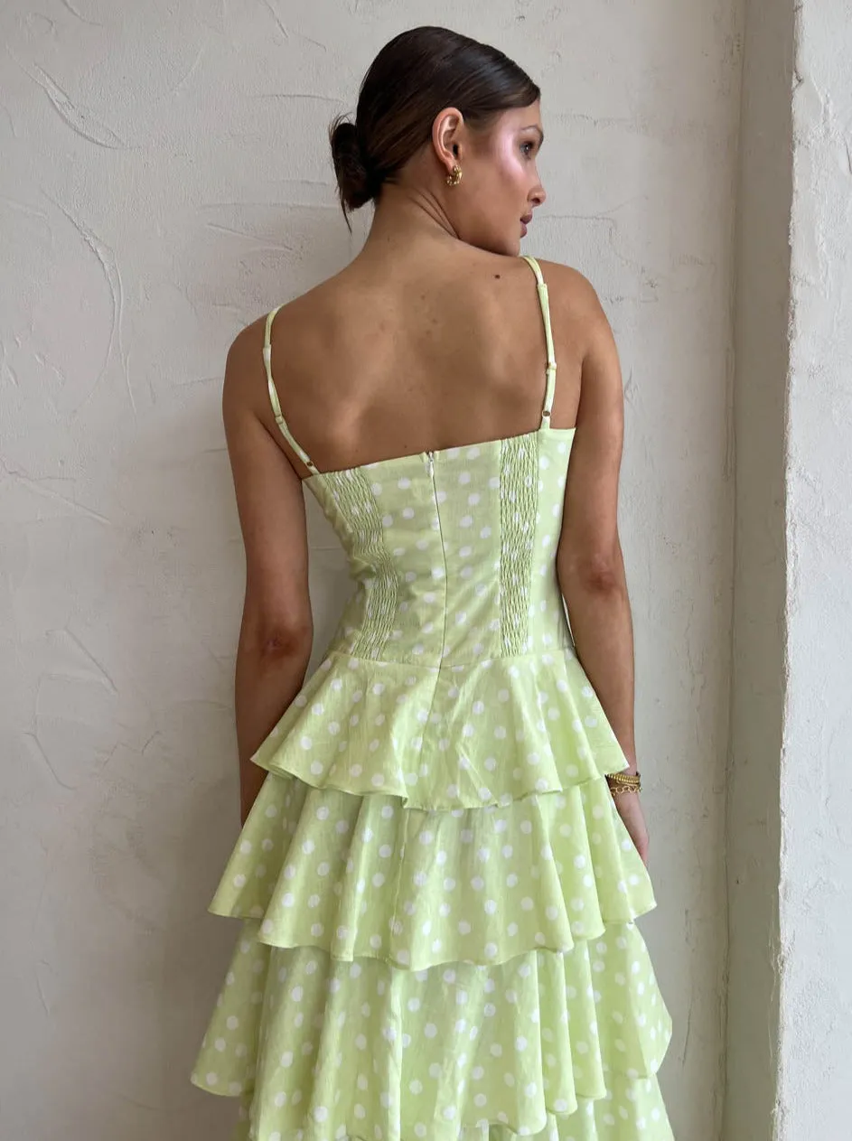 Issy Hope Floats Dress in Key Lime Dot