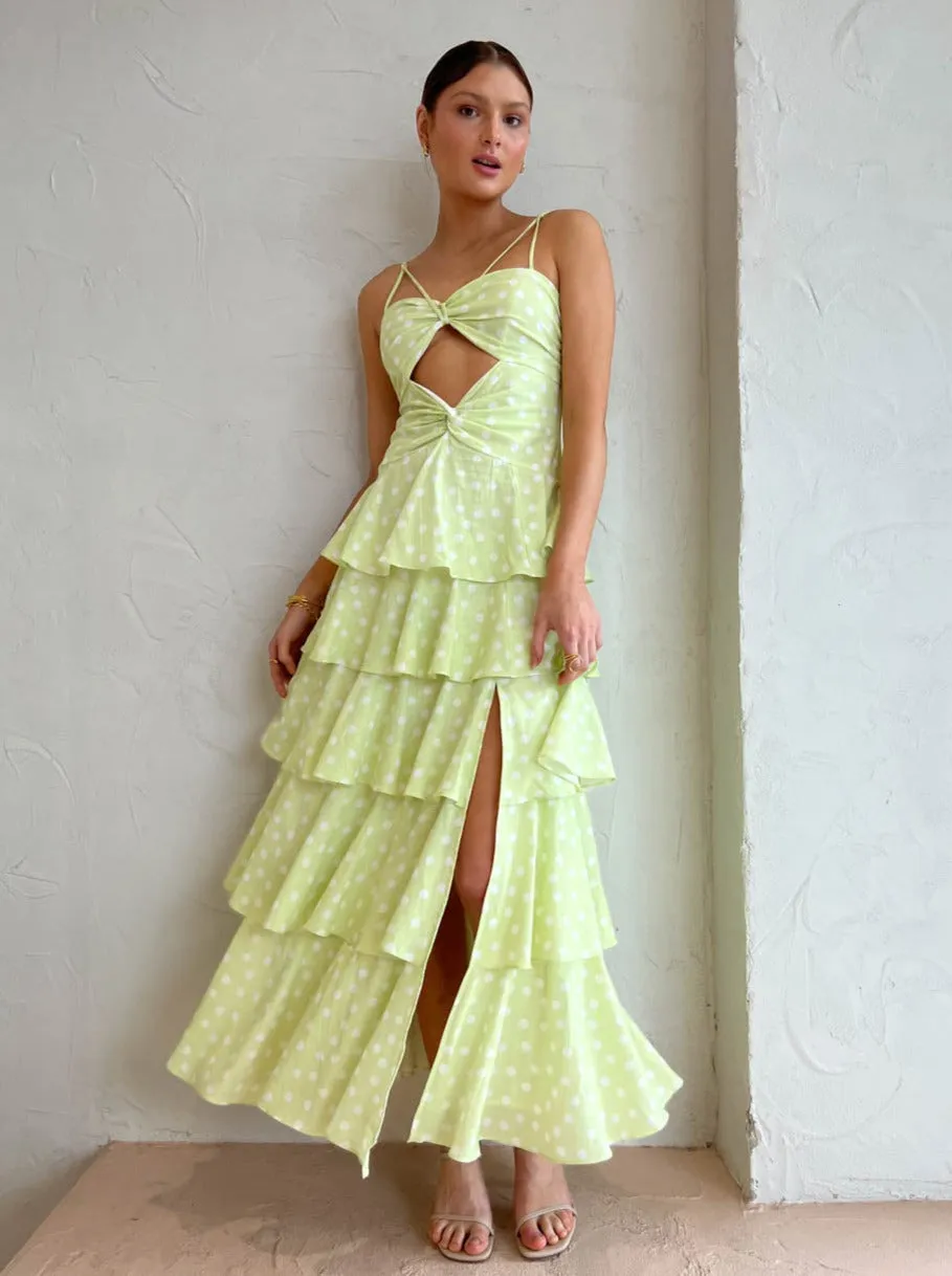 Issy Hope Floats Dress in Key Lime Dot