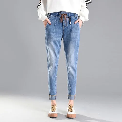 Jeans  elastic High waist Stretch denim Harem pants