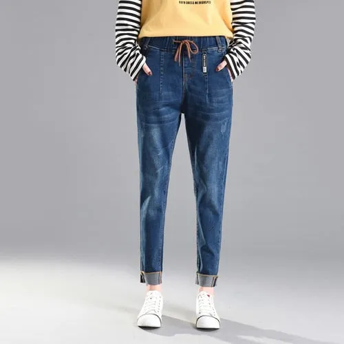 Jeans  elastic High waist Stretch denim Harem pants