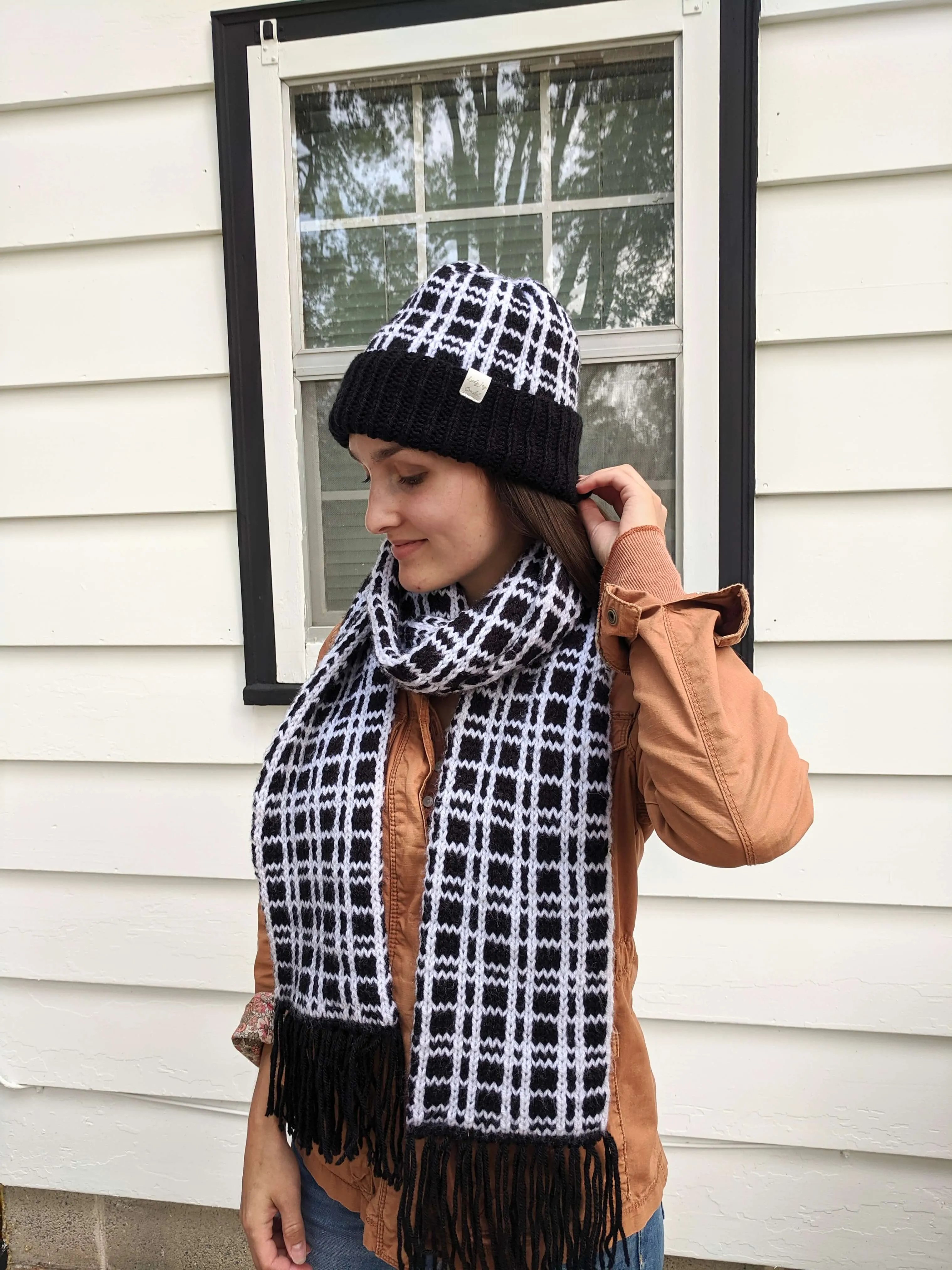 Knit Kit  - Tartan Plaid Beanie Lite & Tartan Plaid Scarf