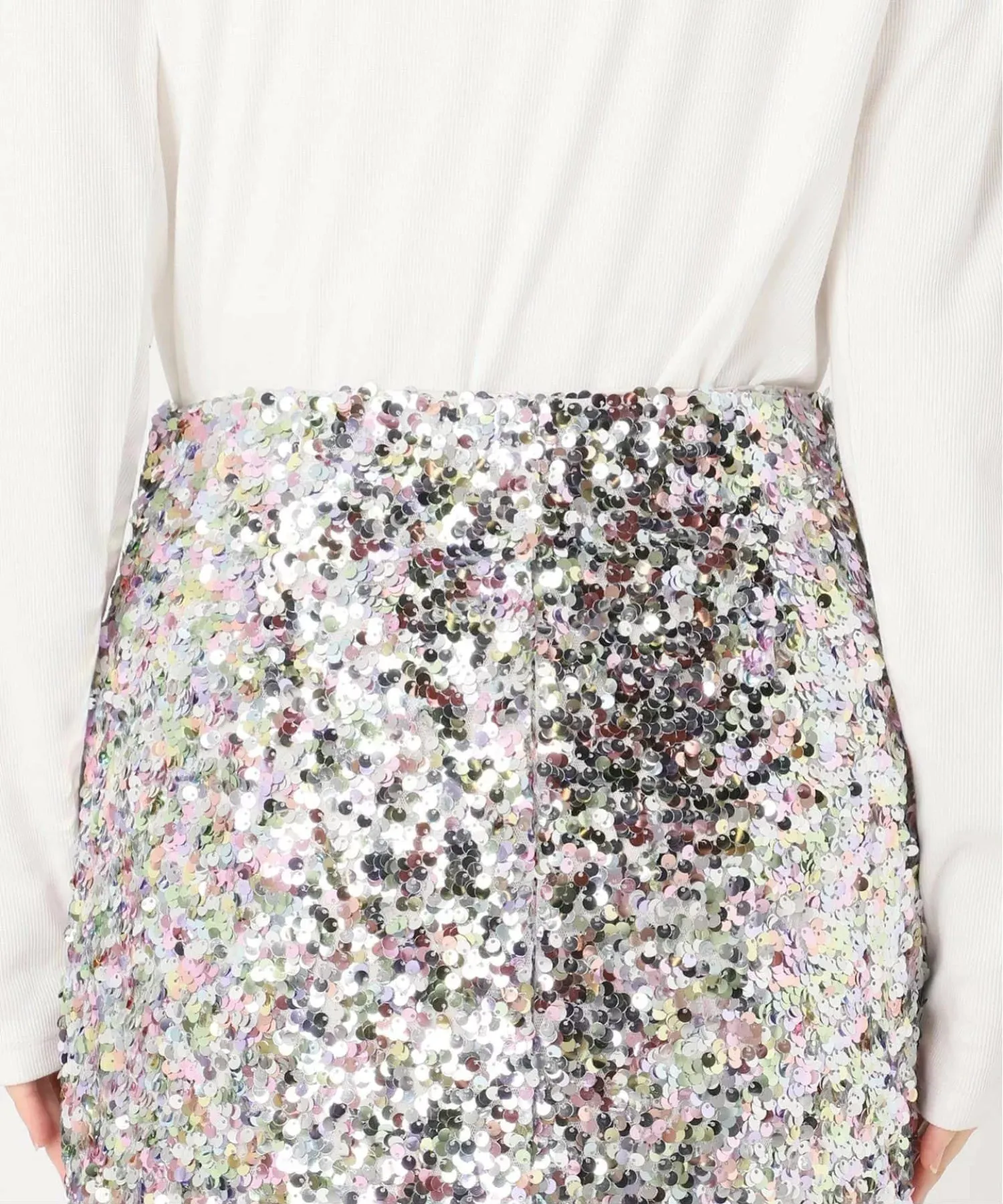 Lacey Sequins Midi Skirt ~ Silver