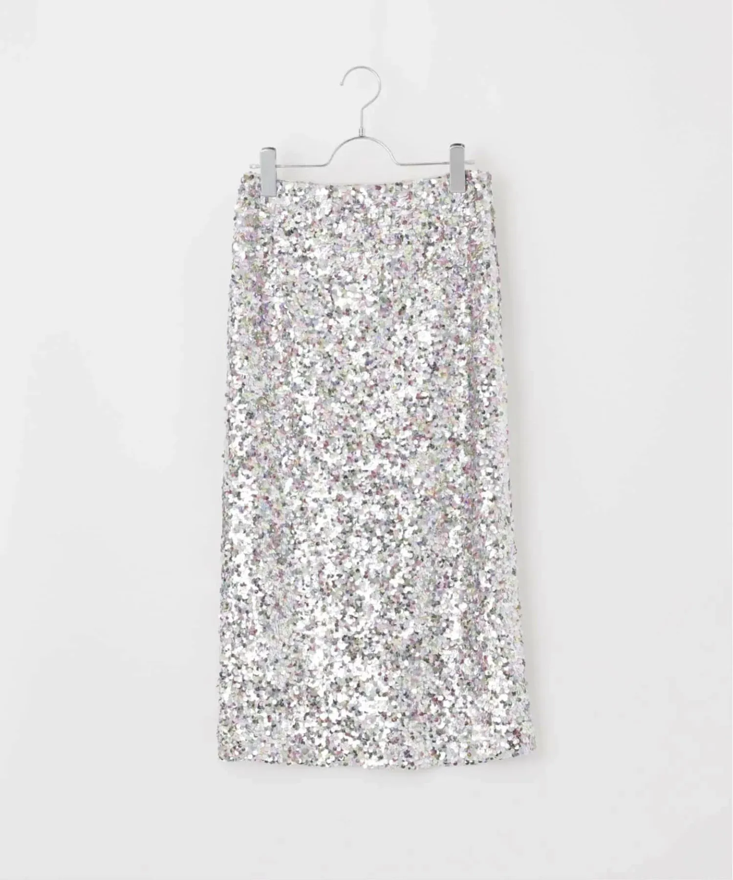 Lacey Sequins Midi Skirt ~ Silver