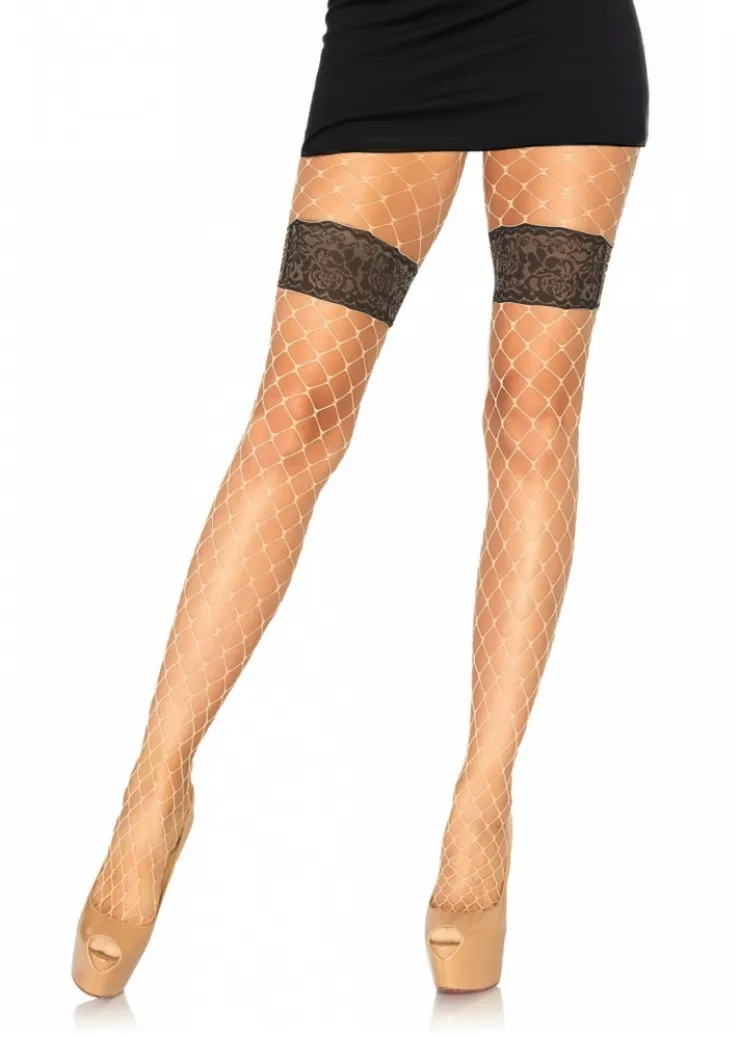 Leg Avenue Diamond Net Tights with Lace Accent LA9913