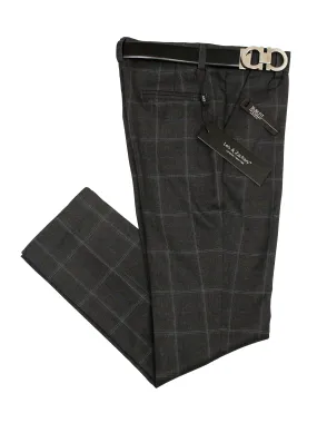 Leo & Zachary 35582P Boy's Suit Separate Pants - Plaid - Charcoal