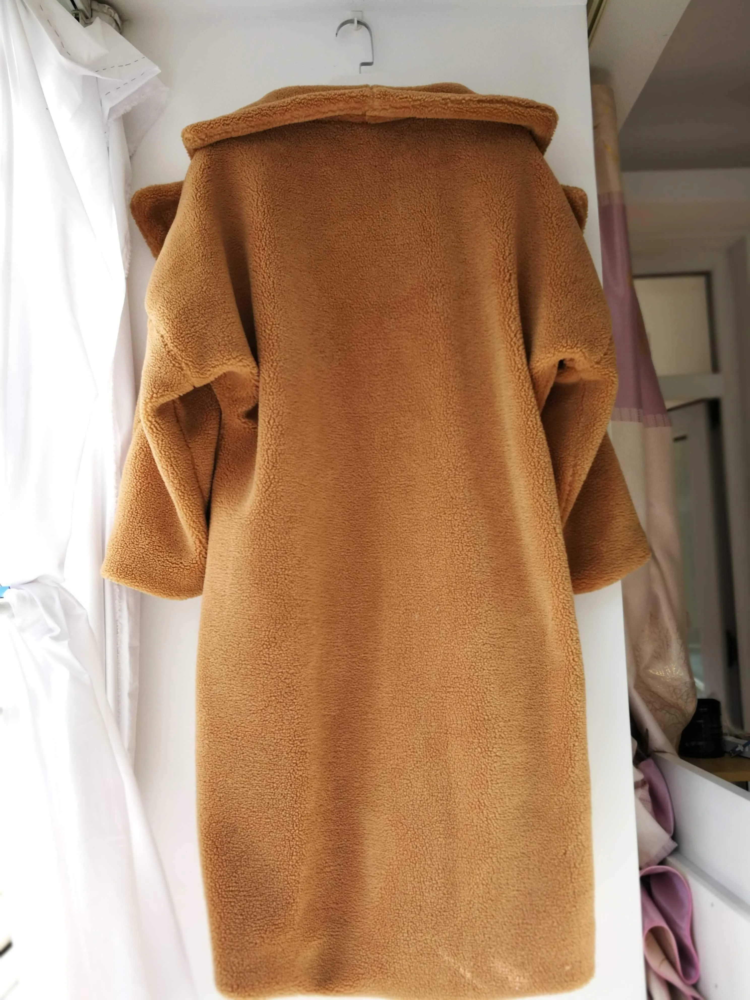 Long Faux Fur Camel Teddy Coat Maxi Jackets