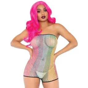 Lurex Rainbow Net Strapless Romper - OS