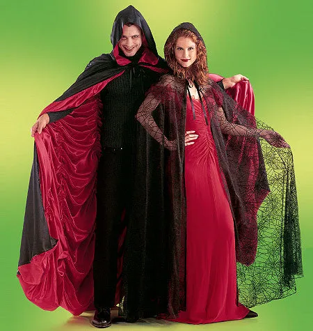 M4139 Misses'/Men's/Teen Boys' Lined & Unlined Cape Costumes (size: All Sizes In One Envelope)