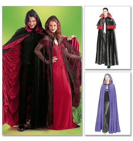 M4139 Misses'/Men's/Teen Boys' Lined & Unlined Cape Costumes (size: All Sizes In One Envelope)