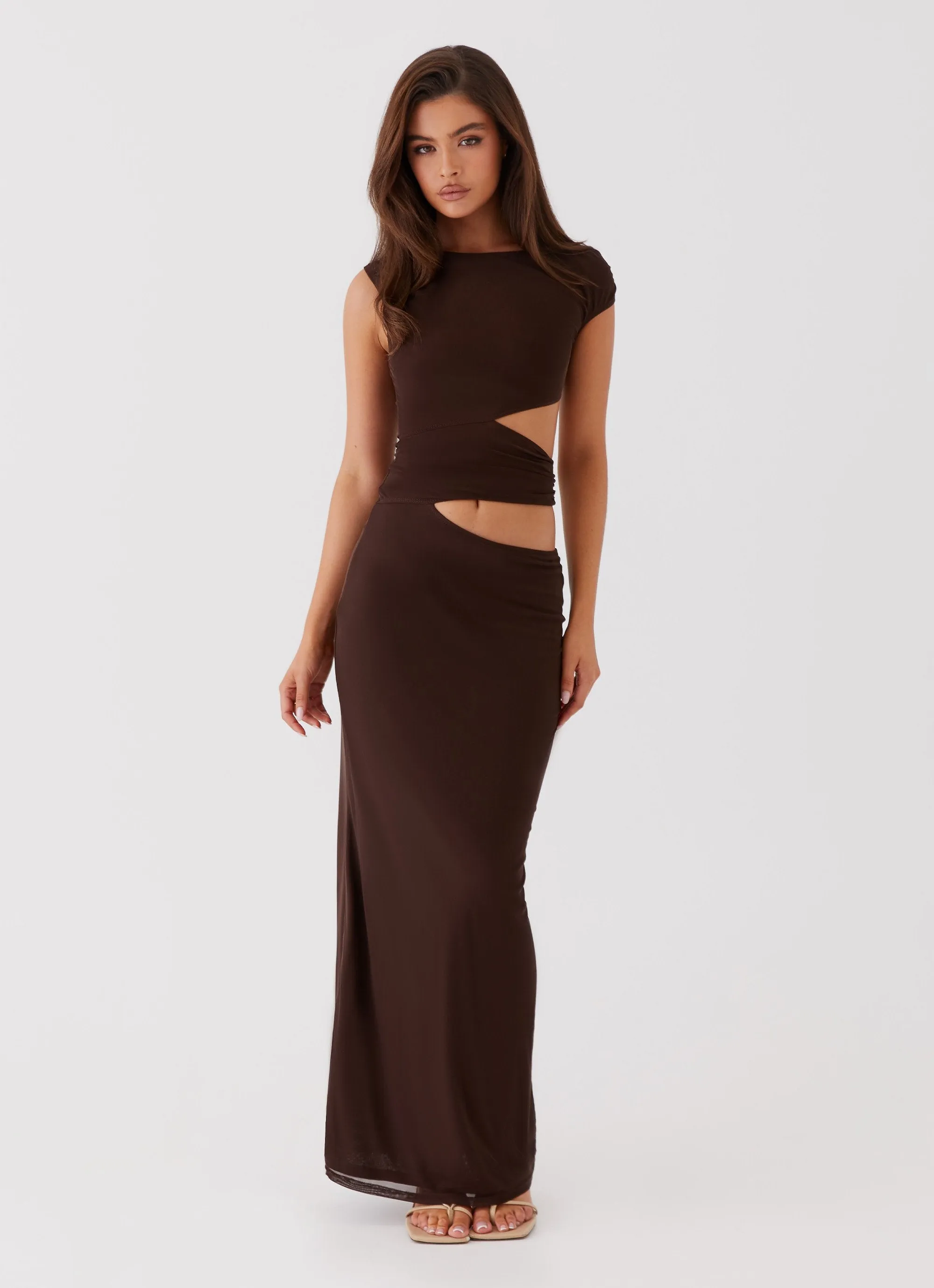 Margot One Shoulder Maxi Dress - Chocolate